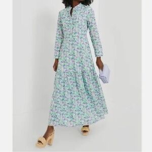 NWT TUCKERNUCK Hyacinth House Multi Floral Bellflower Maxi Shirt Dress Size L